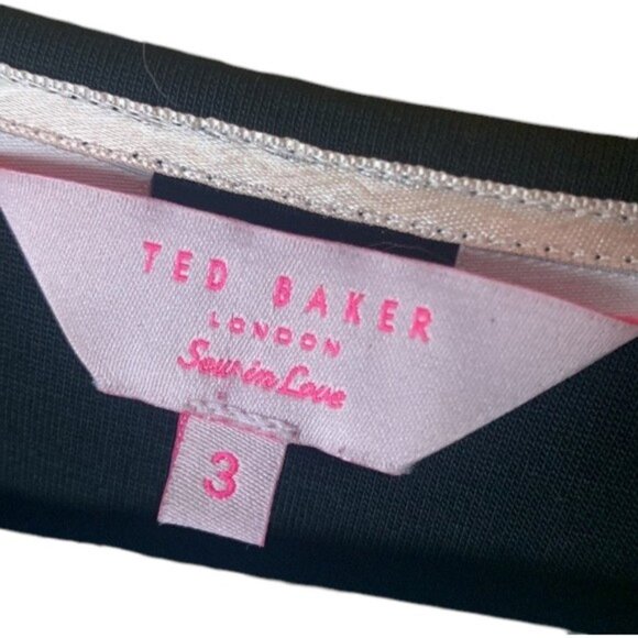 Ted Baker black with white stripe lyocell long sleeve top size M - Picture 4 of 5